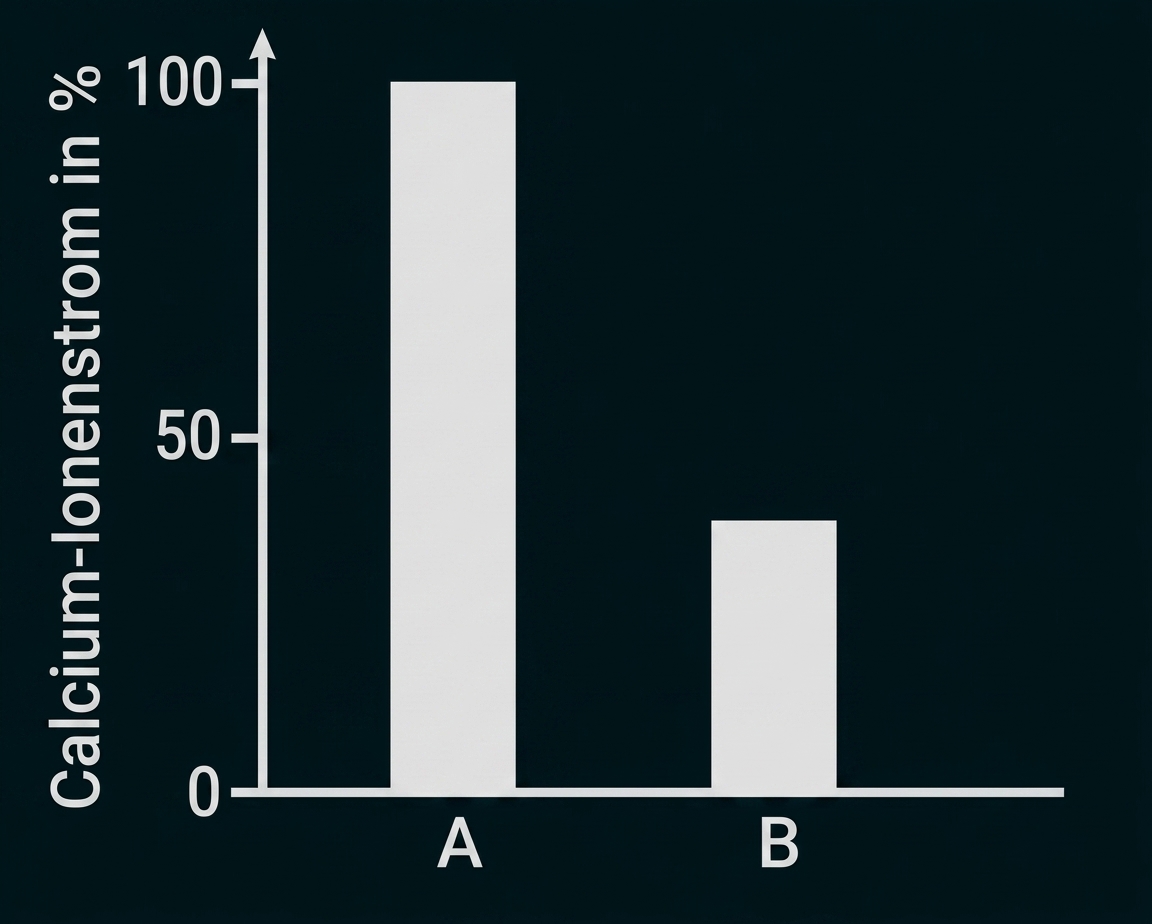 Balkendiagramm zum Calcium-Ionenstrom mit den Balken A und B.